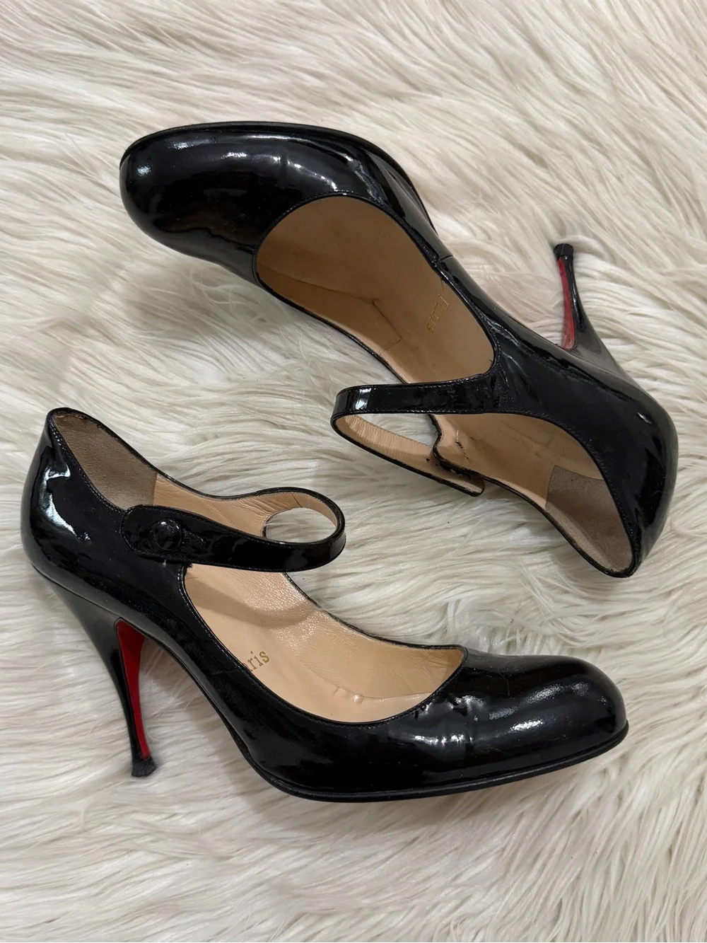 Christian Louboutin Black Patent Mary Jane Pumps